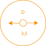 Diameter van 3,5 meter